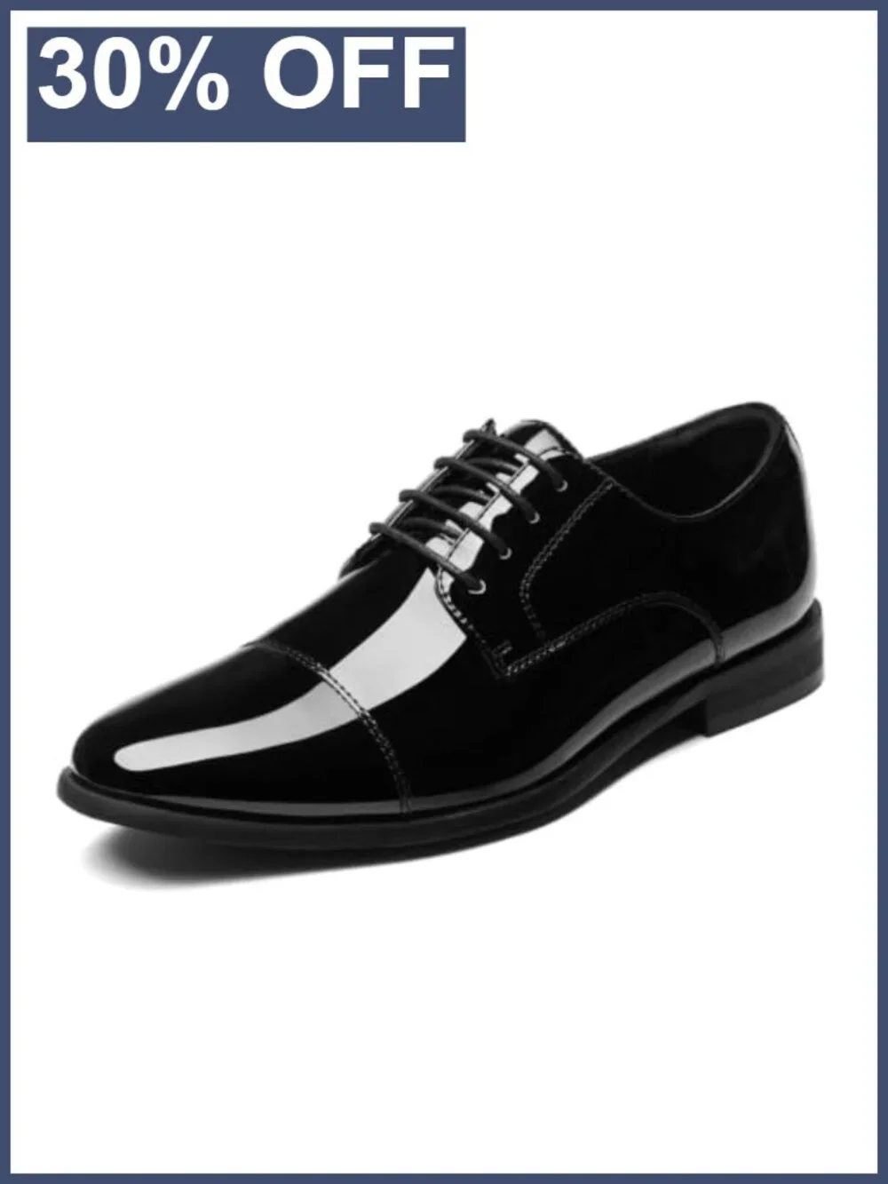 Men's Patent Leather Tuxedo Oxfords Cap Toe Formal Dress Shoes Lace Up